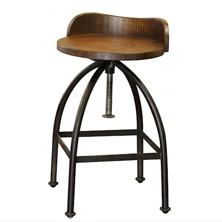 Adjustable Height Swivel Bar Stool with Iron Base